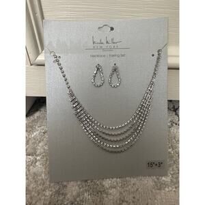 🔴Nicole Miller Silver two piece set earrings and‎ necklace jewelry